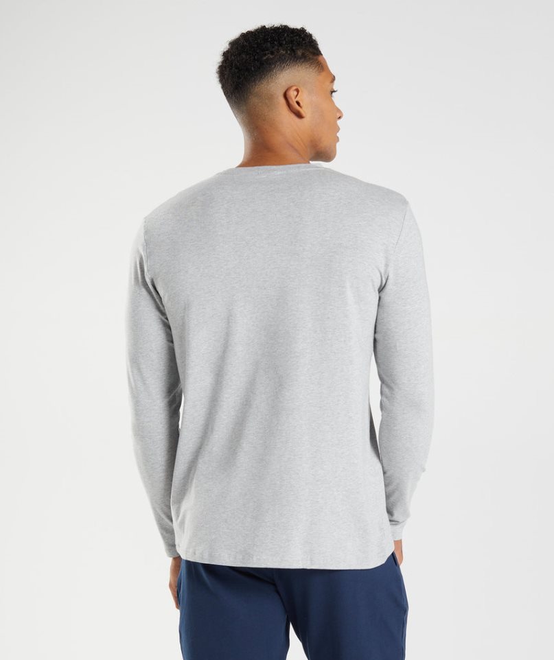 Men's Gymshark Block Long Sleeve T-Shirts Light Grey | CA A51367